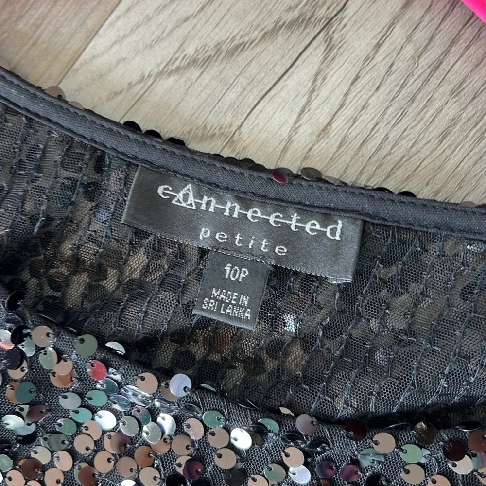 Connected Apparel Sleeveless Black Sequin Mini Dress - Picture 5 of 8